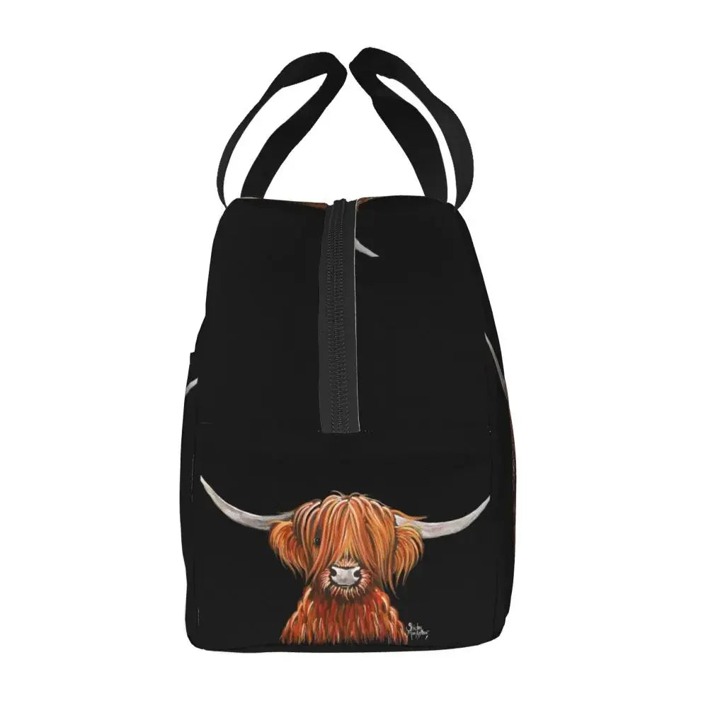Scottish Highland Cows Lunch Bags Insulated Bento Box Portable Lunch Tote Resuable Picnic Bags Cooler Thermal Bag for WomanWork