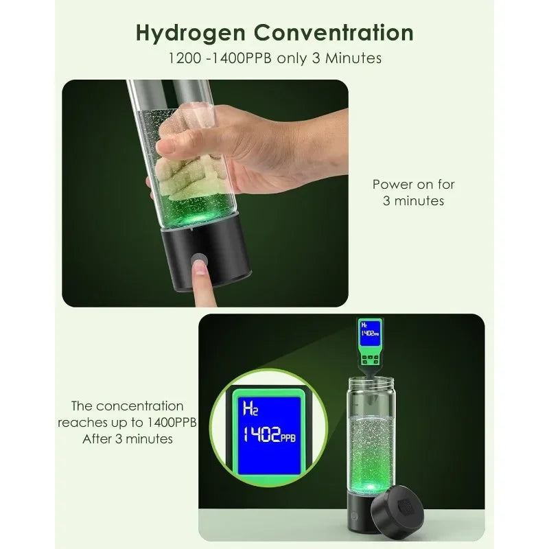 V8 Hydro-aura 420ml Hydrogen Water Bottle with SPE & PEM Technology