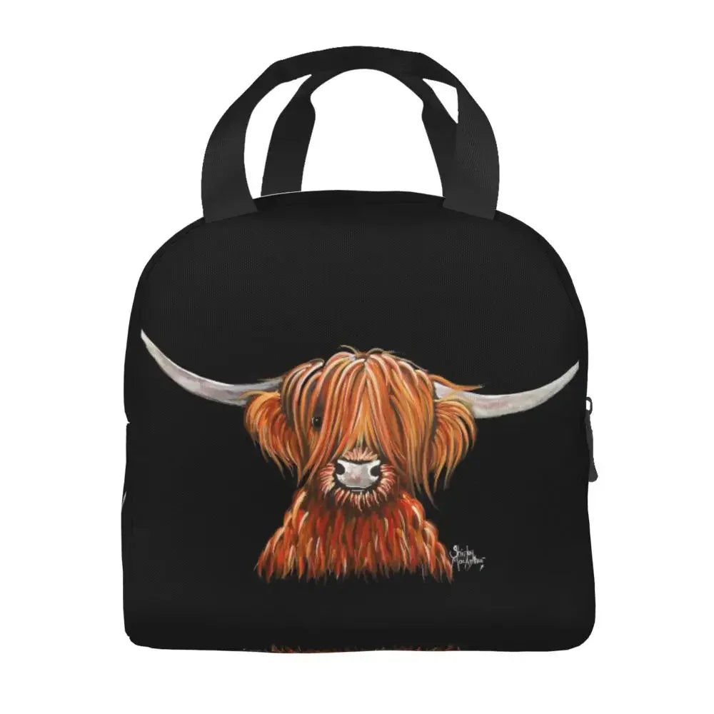 Scottish Highland Cows Lunch Bags Insulated Bento Box Portable Lunch Tote Resuable Picnic Bags Cooler Thermal Bag for WomanWork