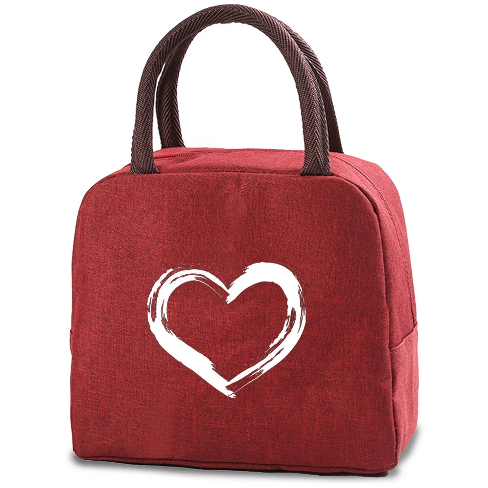 Love Print (15 Designs) Canvas Lunch Bags Cooler Camping Picnic Bag Fashion Lunch Box Bag School Food Insulated Dinner Bag Travel Handbags