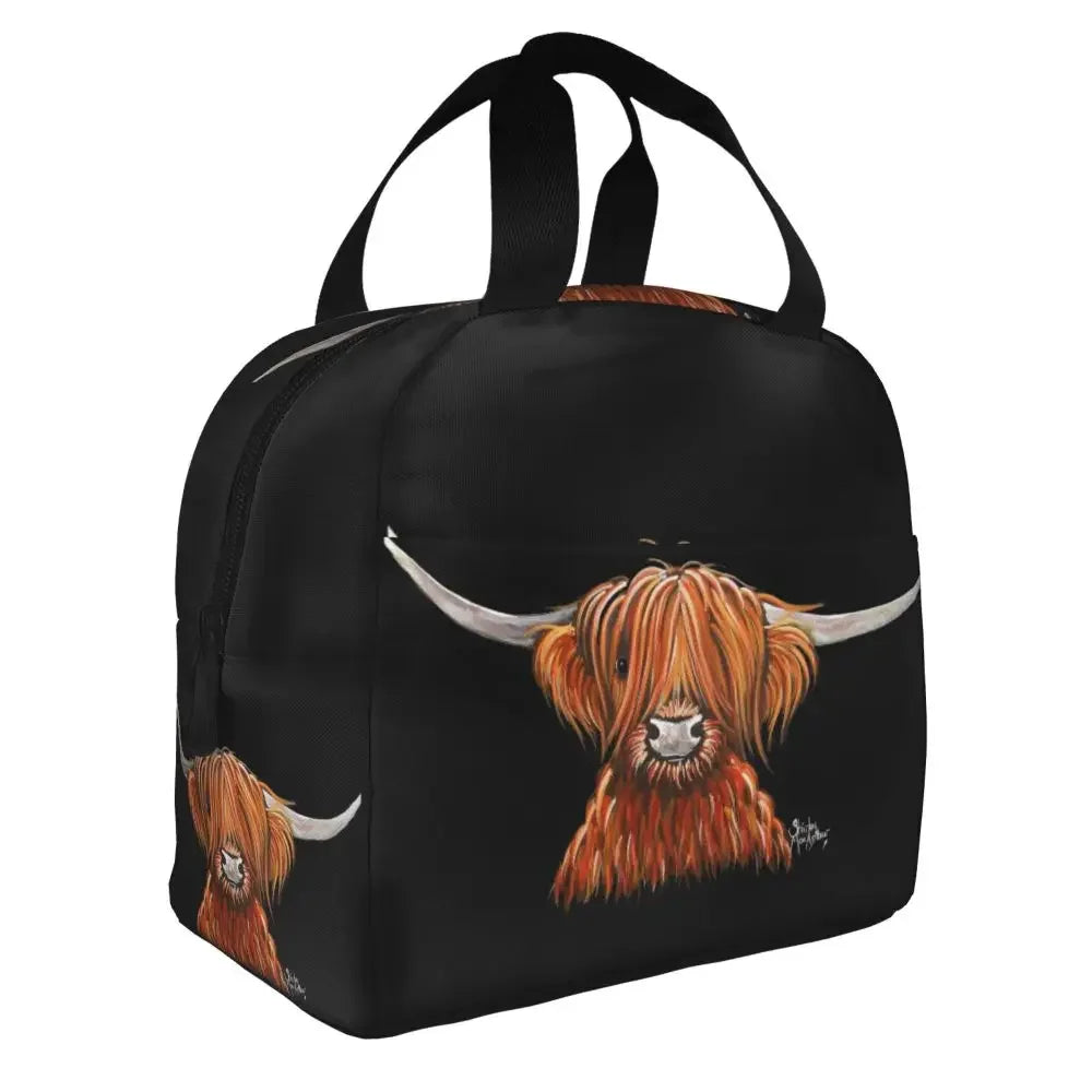 Scottish Highland Cows Lunch Bags Insulated Bento Box Portable Lunch Tote Resuable Picnic Bags Cooler Thermal Bag for WomanWork