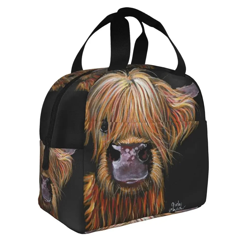 Scottish Highland Cows Lunch Bags Insulated Bento Box Portable Lunch Tote Resuable Picnic Bags Cooler Thermal Bag for WomanWork