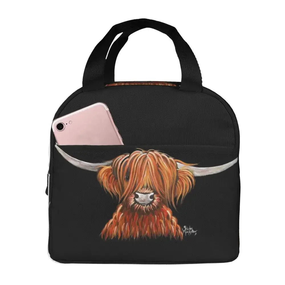 Scottish Highland Cows Lunch Bags Insulated Bento Box Portable Lunch Tote Resuable Picnic Bags Cooler Thermal Bag for WomanWork