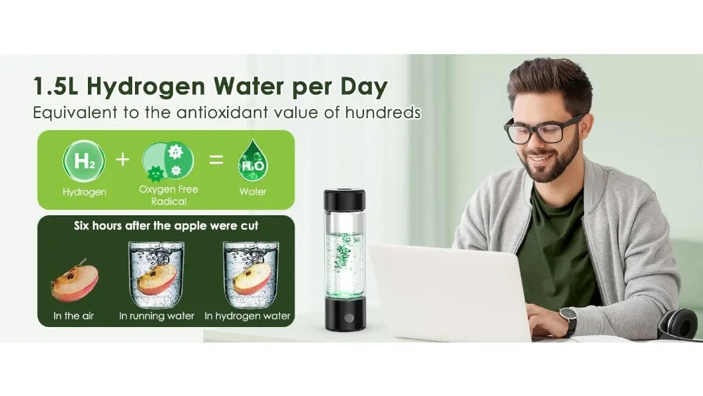 V8 Hydro-aura 420ml Hydrogen Water Bottle with SPE & PEM Technology