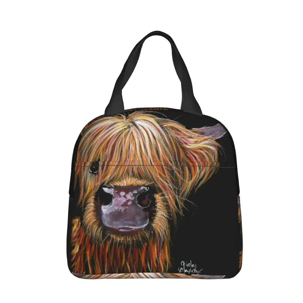 Scottish Highland Cows Lunch Bags Insulated Bento Box Portable Lunch Tote Resuable Picnic Bags Cooler Thermal Bag for WomanWork