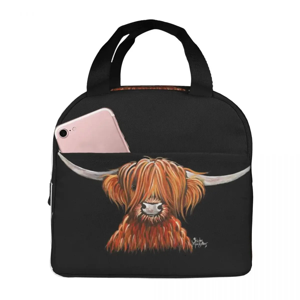 Scottish Highland Cows Lunch Bags Insulated Bento Box Portable Lunch Tote Resuable Picnic Bags Cooler Thermal Bag for WomanWork