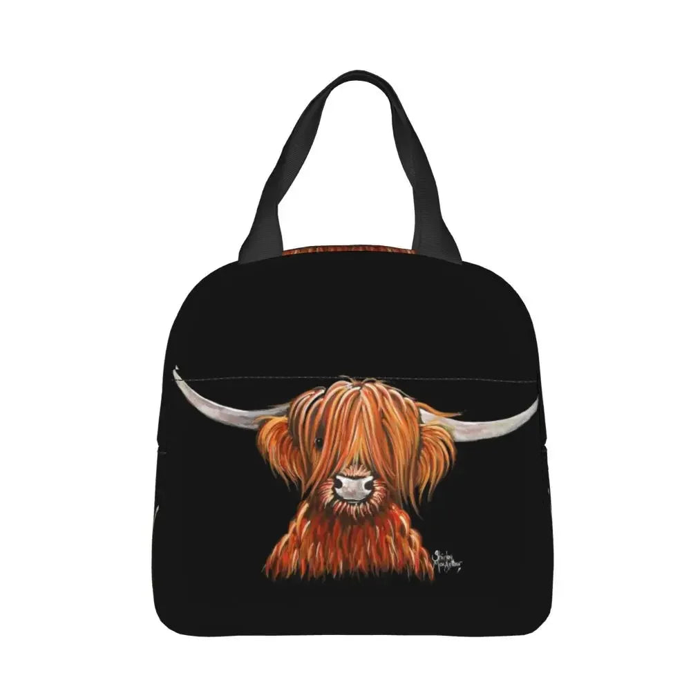 Scottish Highland Cows Lunch Bags Insulated Bento Box Portable Lunch Tote Resuable Picnic Bags Cooler Thermal Bag for WomanWork