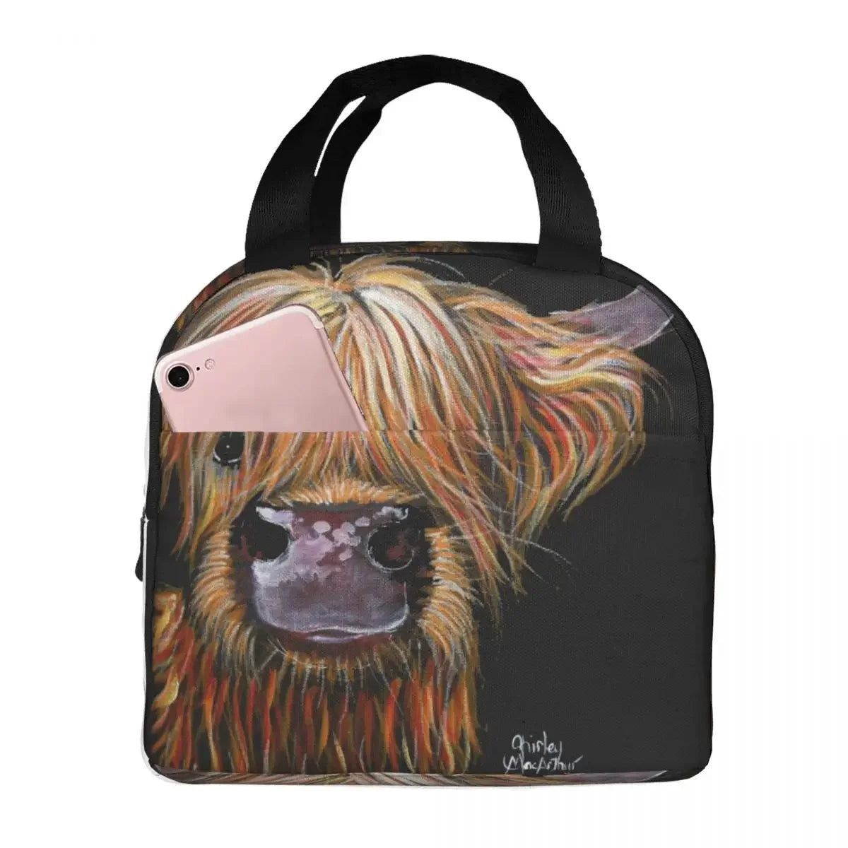 Scottish Highland Cows Lunch Bags Insulated Bento Box Portable Lunch Tote Resuable Picnic Bags Cooler Thermal Bag for WomanWork