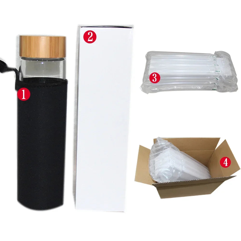 Hydro-earth Eco-Friendly Bamboo & Glaas Natural Crystal Stone Water Bottle 450ml