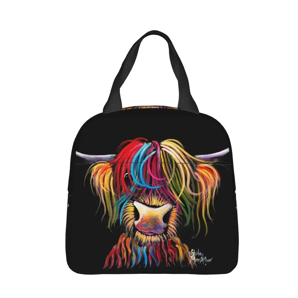 Scottish Highland Cows Lunch Bags Insulated Bento Box Portable Lunch Tote Resuable Picnic Bags Cooler Thermal Bag for WomanWork