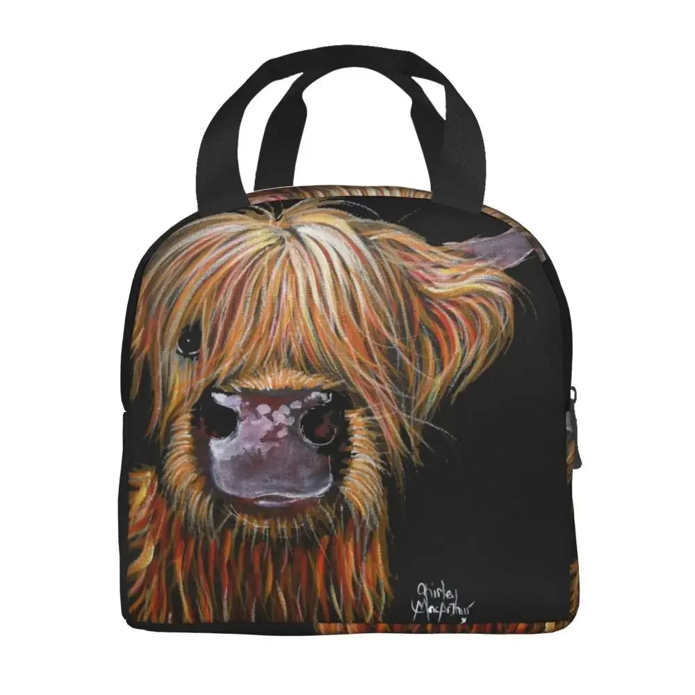 Scottish Highland Cows Lunch Bags Insulated Bento Box Portable Lunch Tote Resuable Picnic Bags Cooler Thermal Bag for WomanWork