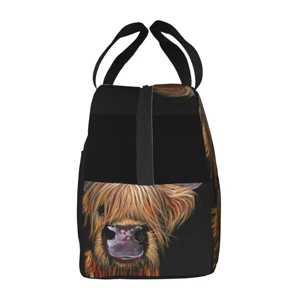 Scottish Highland Cows Lunch Bags Insulated Bento Box Portable Lunch Tote Resuable Picnic Bags Cooler Thermal Bag for WomanWork