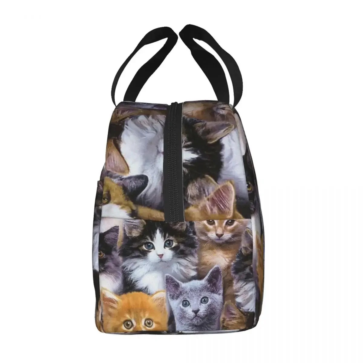 Cute Cats Pattern Print Portable Lunch Bag Cooler Picnic Bags Insulated Thermal Lunch Box Pouch Children School Food Storage Bag