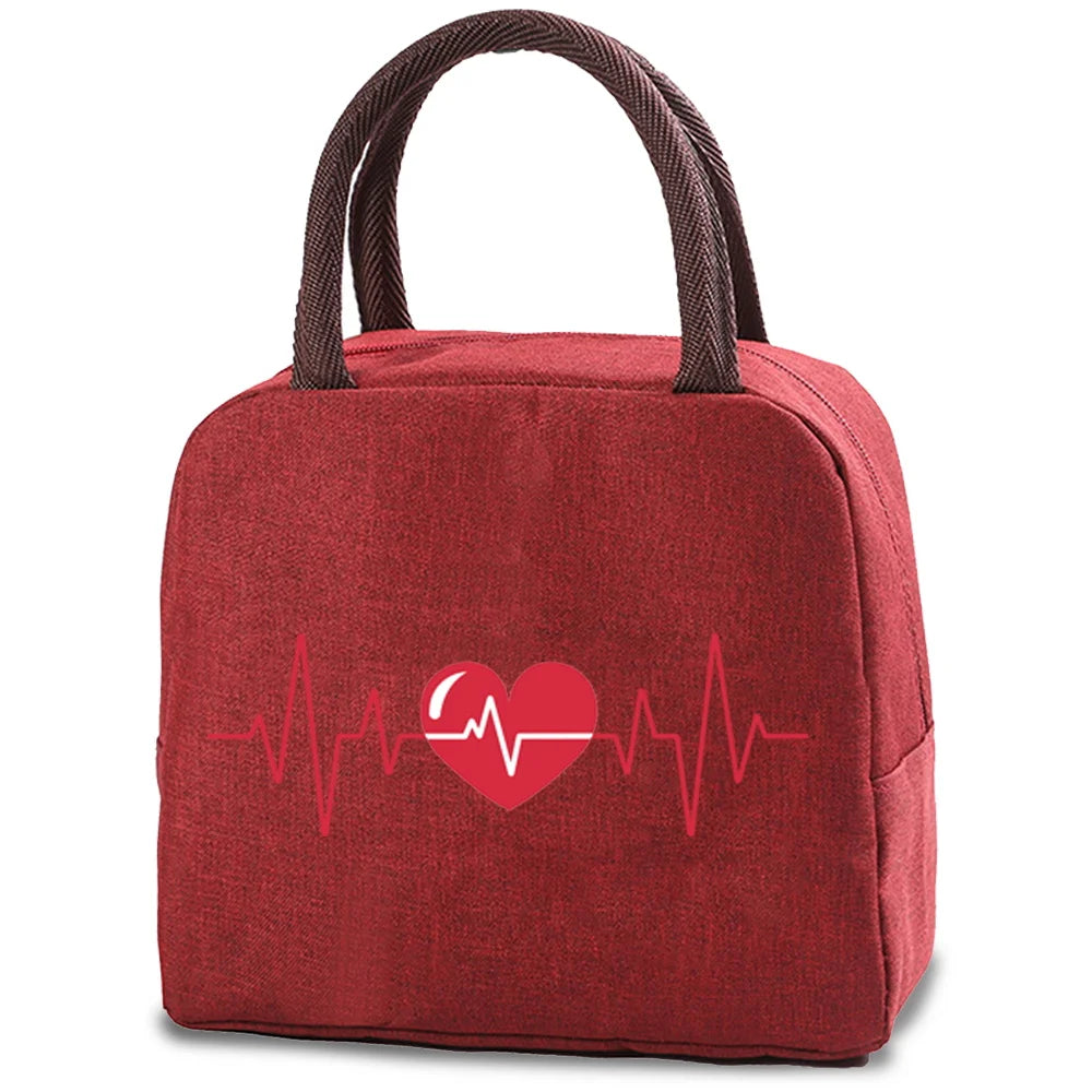 Love Print (15 Designs) Canvas Lunch Bags Cooler Camping Picnic Bag Fashion Lunch Box Bag School Food Insulated Dinner Bag Travel Handbags