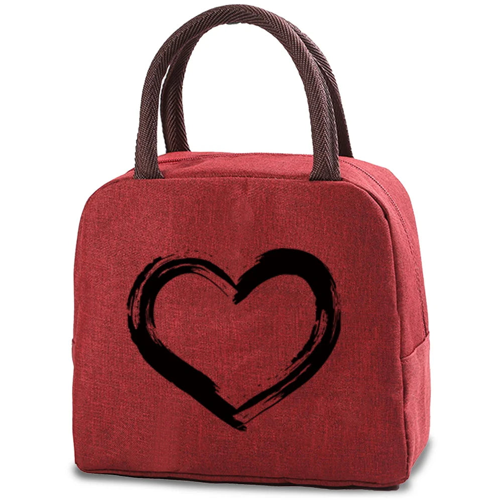 Love Print (15 Designs) Canvas Lunch Bags Cooler Camping Picnic Bag Fashion Lunch Box Bag School Food Insulated Dinner Bag Travel Handbags
