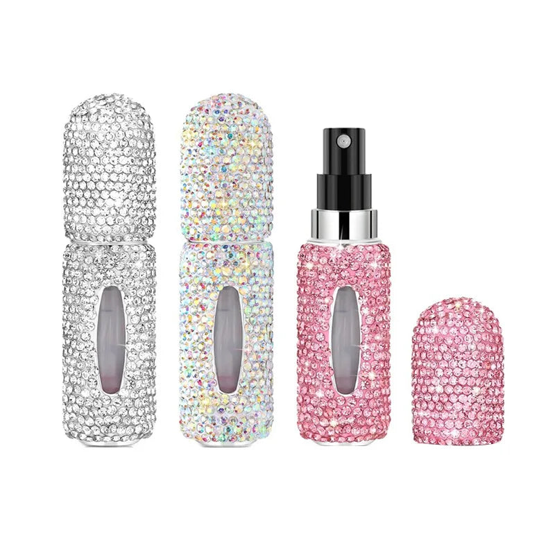 Beautiful 5ml Perfume Spray Sub-Bottling Bottom Filling Lotion Travel Portable Atomizer With Rhinestones Press Organizer