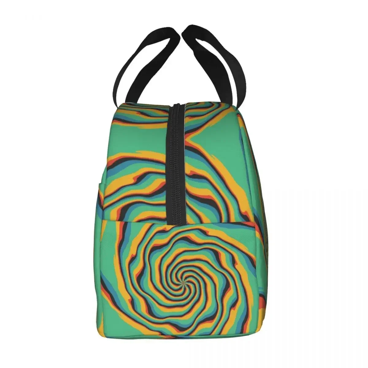 Retro Swirl (18 Abstract Designs) Geometric Print Lunch Bag Psychedelic Aesthetic Waterproof Cooler Thermal Insulated Lunch Box