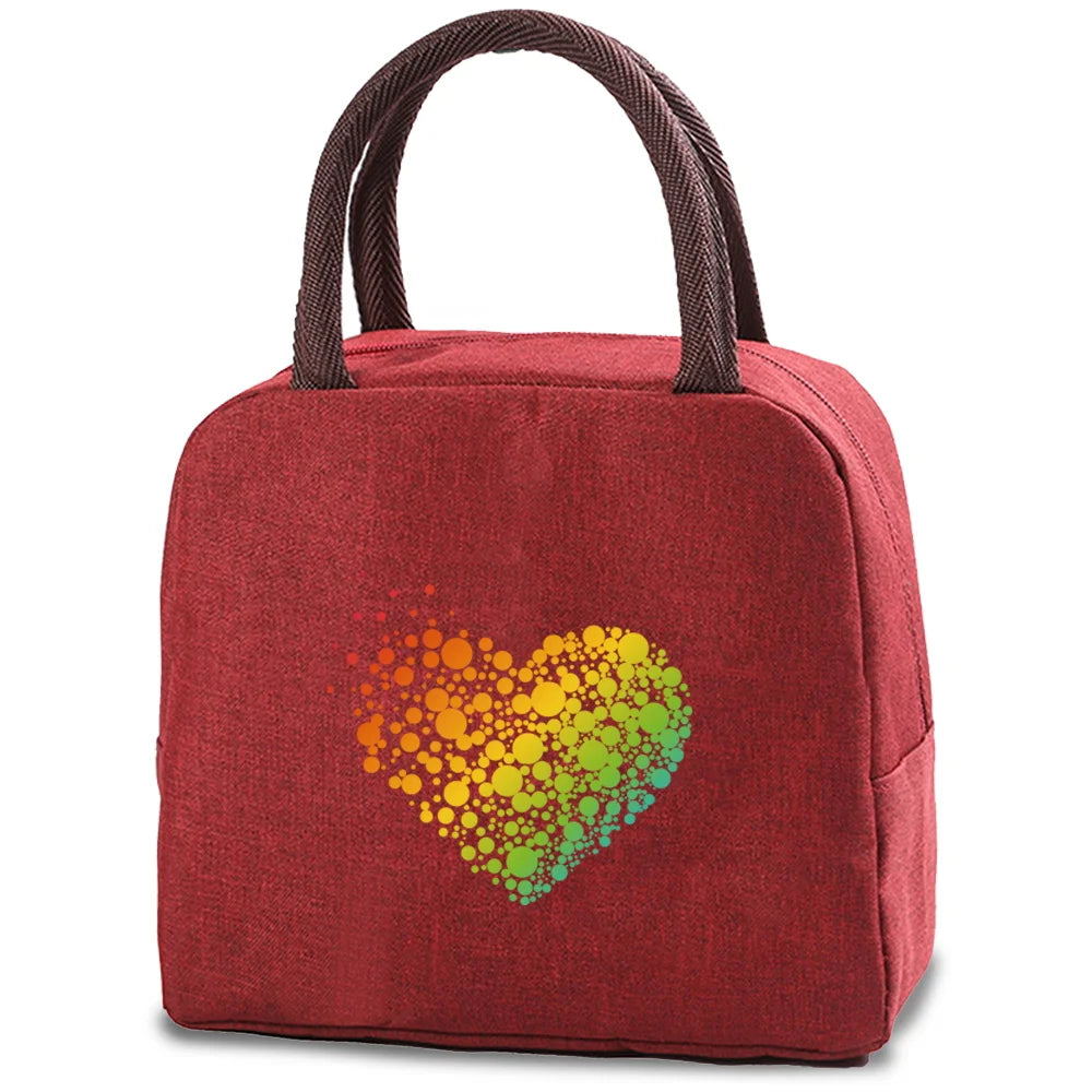Love Print (15 Designs) Canvas Lunch Bags Cooler Camping Picnic Bag Fashion Lunch Box Bag School Food Insulated Dinner Bag Travel Handbags