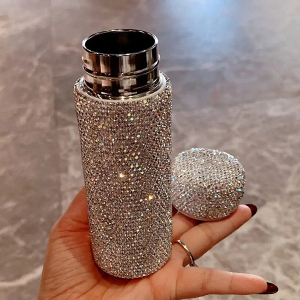 Hydro-shine Stainless Steel Insualed Water Bottle Adorned with Rhinestones - 150ml