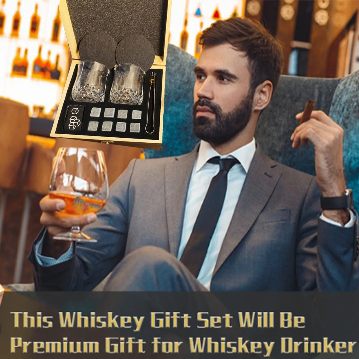 Whiskey Glass & Ice Stone Gift Box Set for that special someone