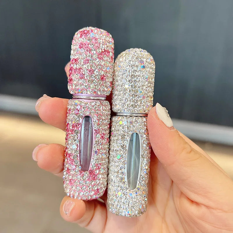 Beautiful 5ml Perfume Spray Sub-Bottling Bottom Filling Lotion Travel Portable Atomizer With Rhinestones Press Organizer