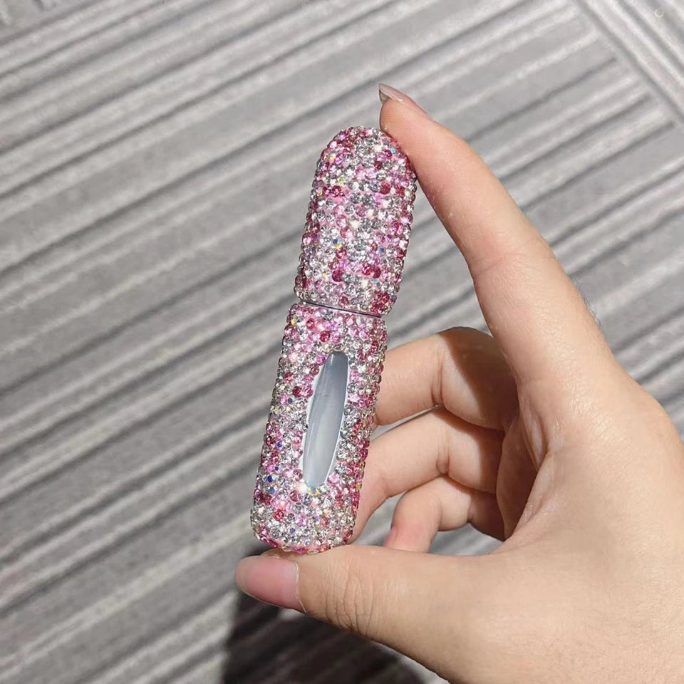 Beautiful 5ml Perfume Spray Sub-Bottling Bottom Filling Lotion Travel Portable Atomizer With Rhinestones Press Organizer