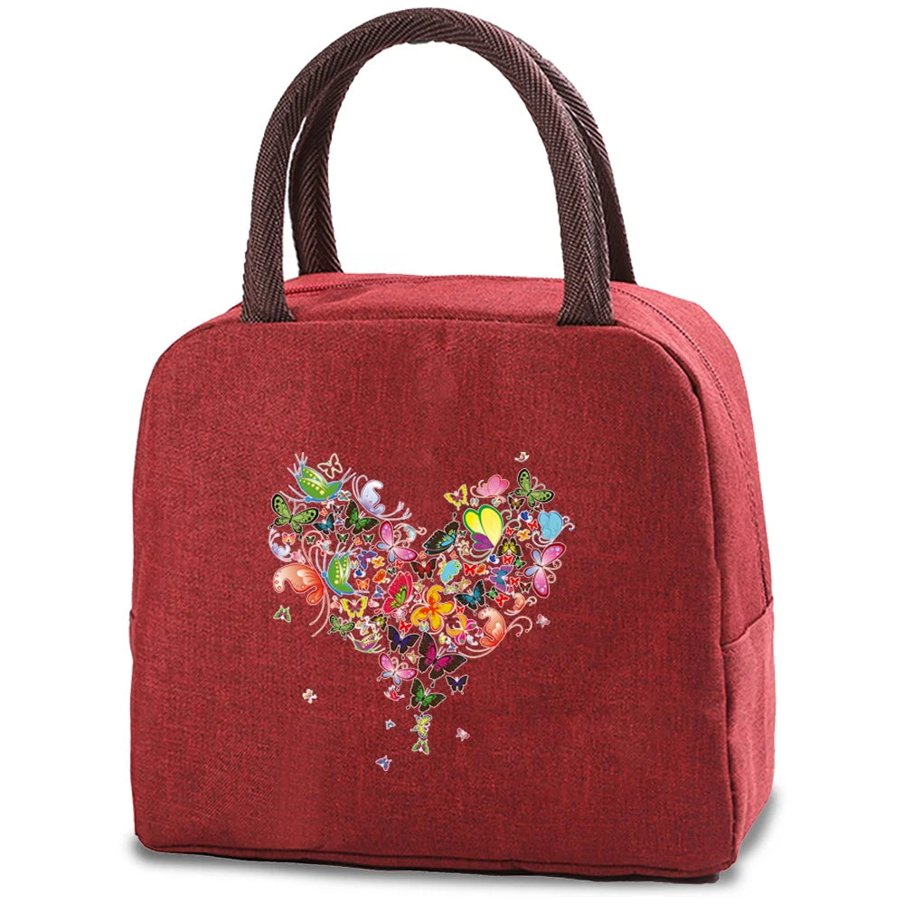 Love Print (15 Designs) Canvas Lunch Bags Cooler Camping Picnic Bag Fashion Lunch Box Bag School Food Insulated Dinner Bag Travel Handbags