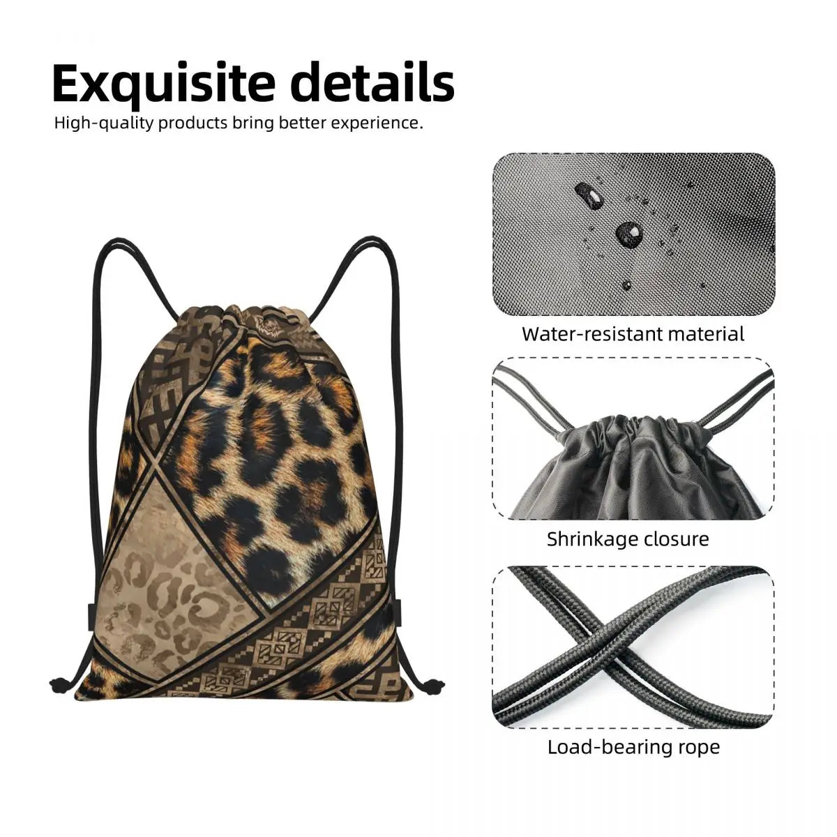 Animal Leopard Print (17 Designs) Drawstring Bag Portable Sports Gym Sack pack Training Backpacks