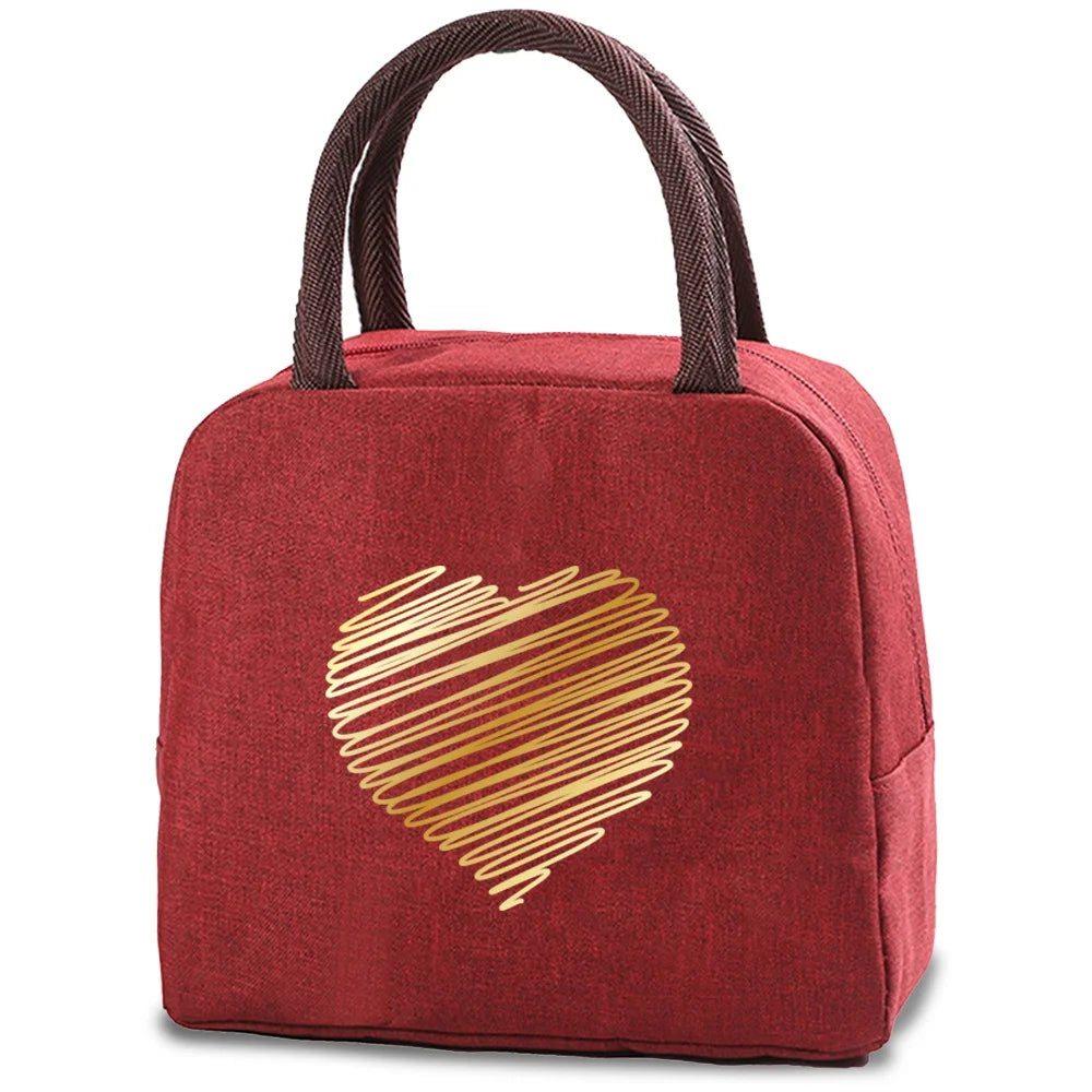 Love Print (15 Designs) Canvas Lunch Bags Cooler Camping Picnic Bag Fashion Lunch Box Bag School Food Insulated Dinner Bag Travel Handbags