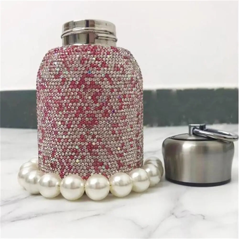 Hydro-shine Stainless Steel Insulated Water Bottle Adorned with Rhinestones