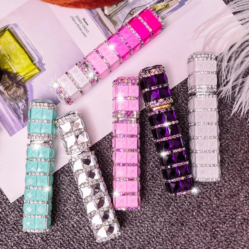 Beautiful 12ml Perfume Spray Bottle Spray Bottle For Portable Travel Mini Cosmetic Essential Oils Repeatable Storage Container Rhinestones