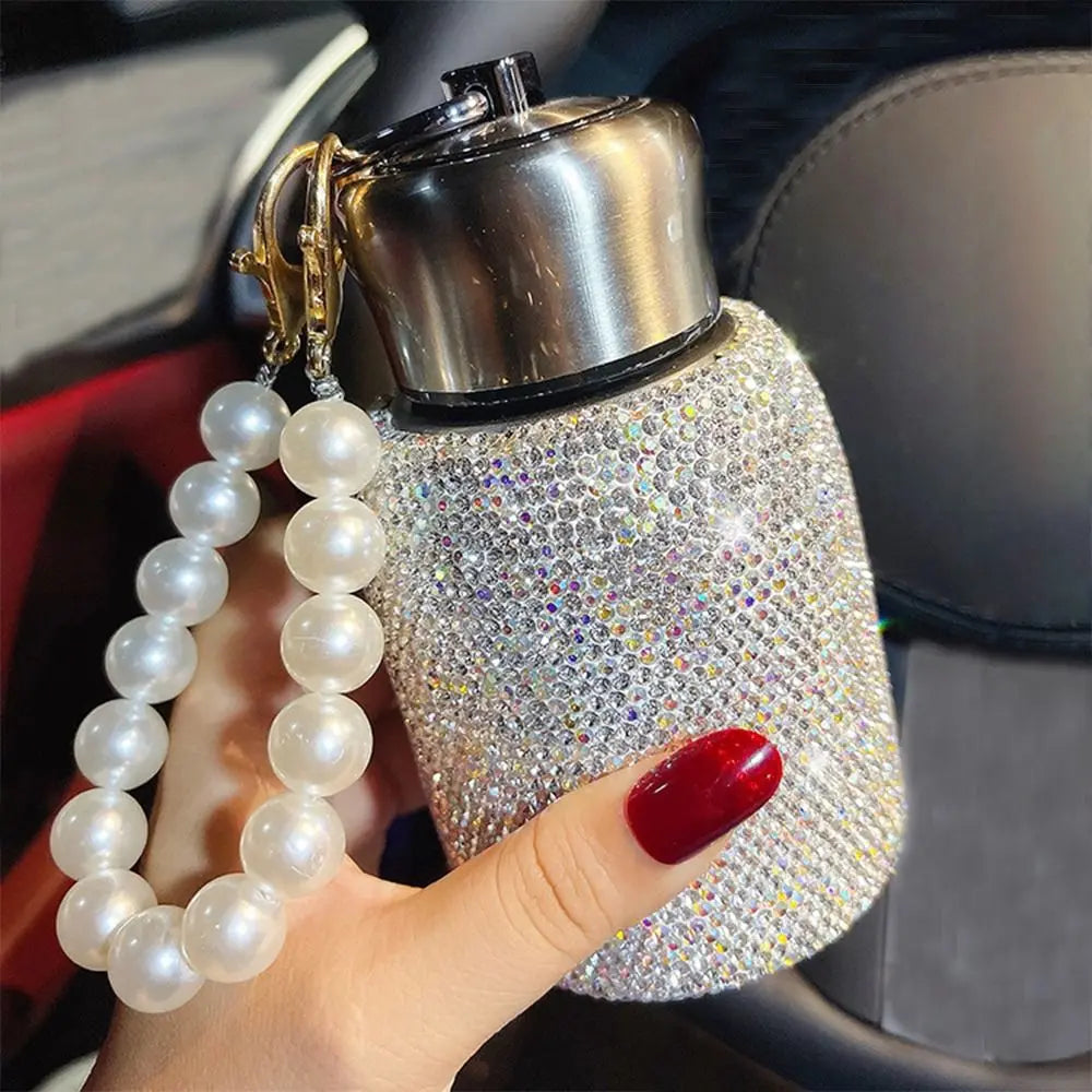 Hydro-shine Stainless Steel Insulated Water Bottle Adorned with Rhinestones