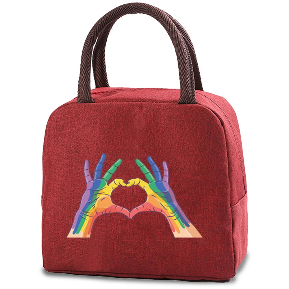 Love Print (15 Designs) Canvas Lunch Bags Cooler Camping Picnic Bag Fashion Lunch Box Bag School Food Insulated Dinner Bag Travel Handbags