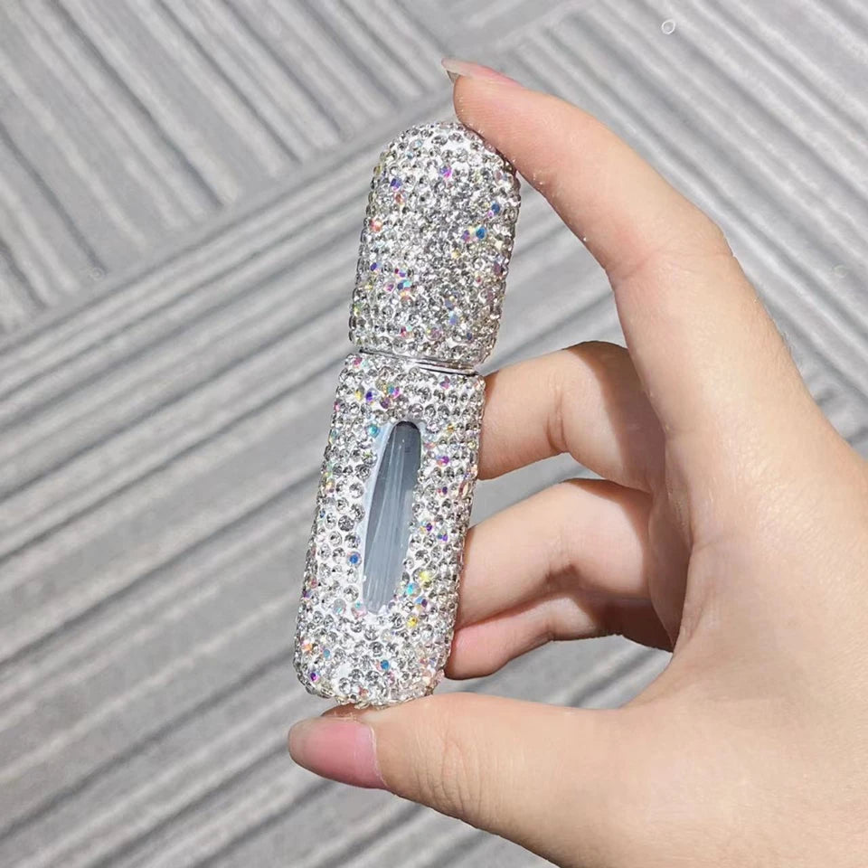 Beautiful 5ml Perfume Spray Sub-Bottling Bottom Filling Lotion Travel Portable Atomizer With Rhinestones Press Organizer