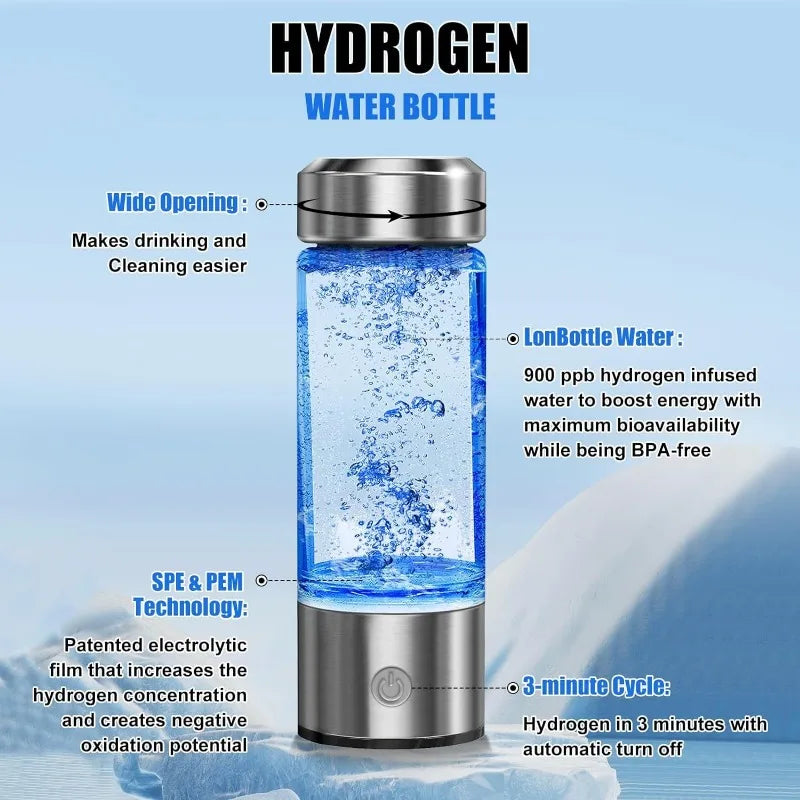 V8 Hydro-tube - 900PPB Hydrogen Water Bottle 420ML SPE & PEM Technology