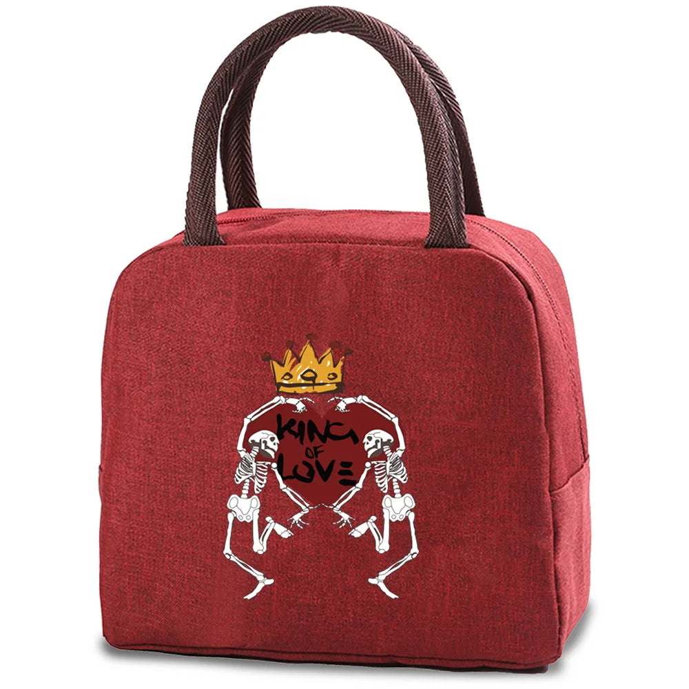 Love Print (15 Designs) Canvas Lunch Bags Cooler Camping Picnic Bag Fashion Lunch Box Bag School Food Insulated Dinner Bag Travel Handbags